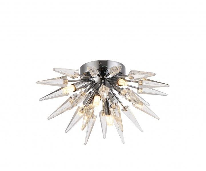 Chrome with Clear Crystal Spike Flush Mount - LV LIGHTING