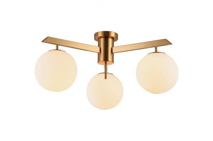Steel with Milk White Glass Globe Flush Mount - LV LIGHTING