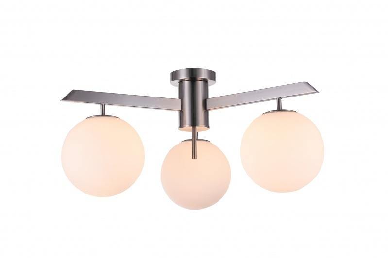 Steel with Milk White Glass Globe Flush Mount - LV LIGHTING