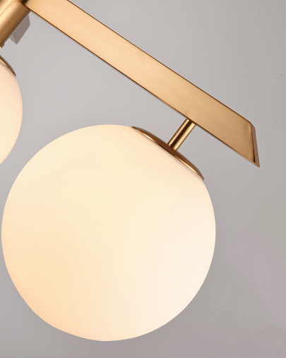Steel with Milk White Glass Globe Flush Mount - LV LIGHTING
