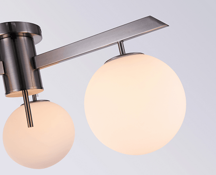 Steel with Milk White Glass Globe Flush Mount - LV LIGHTING