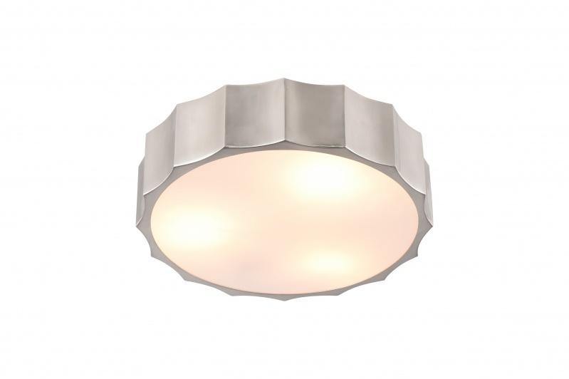 Steel Wave Frame with White Acrylic Shade Flush Mount - LV LIGHTING