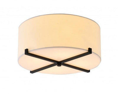 White Fabric Shade with Black Metal Frame Flush Mount - LV LIGHTING