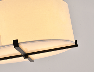 White Fabric Shade with Black Metal Frame Flush Mount - LV LIGHTING