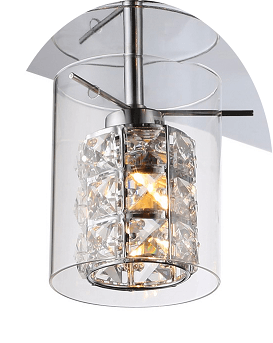 Chrome with Clear Crystal and Cylindrical Glass Shade Flush Mount - LV LIGHTING