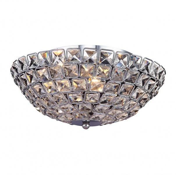 Chrome with Square Clear Crystal Shade Flush Mount - LV LIGHTING