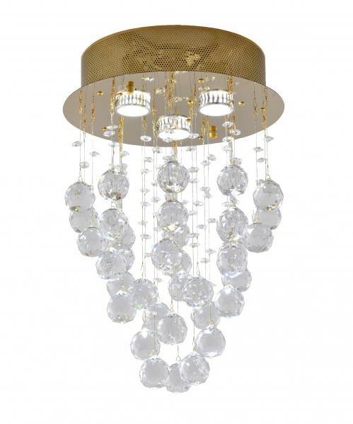 Gold with Clear Crystal Semi Flush Mount - LV LIGHTING