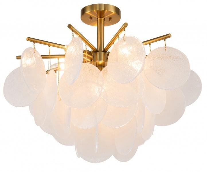 Antique Brass with Frosted Glass Semi Flush - LV LIGHTING
