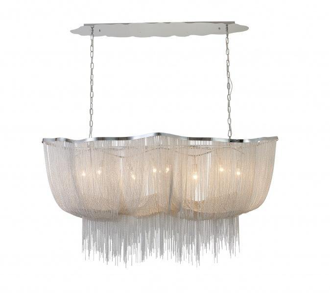 Chrome Chrome with Aluminum Chain Linear Chandelier - LV LIGHTING