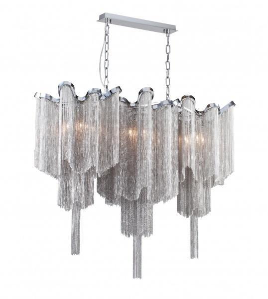 Chrome with Iron Chain Wave Linear Chandelier - LV LIGHTING