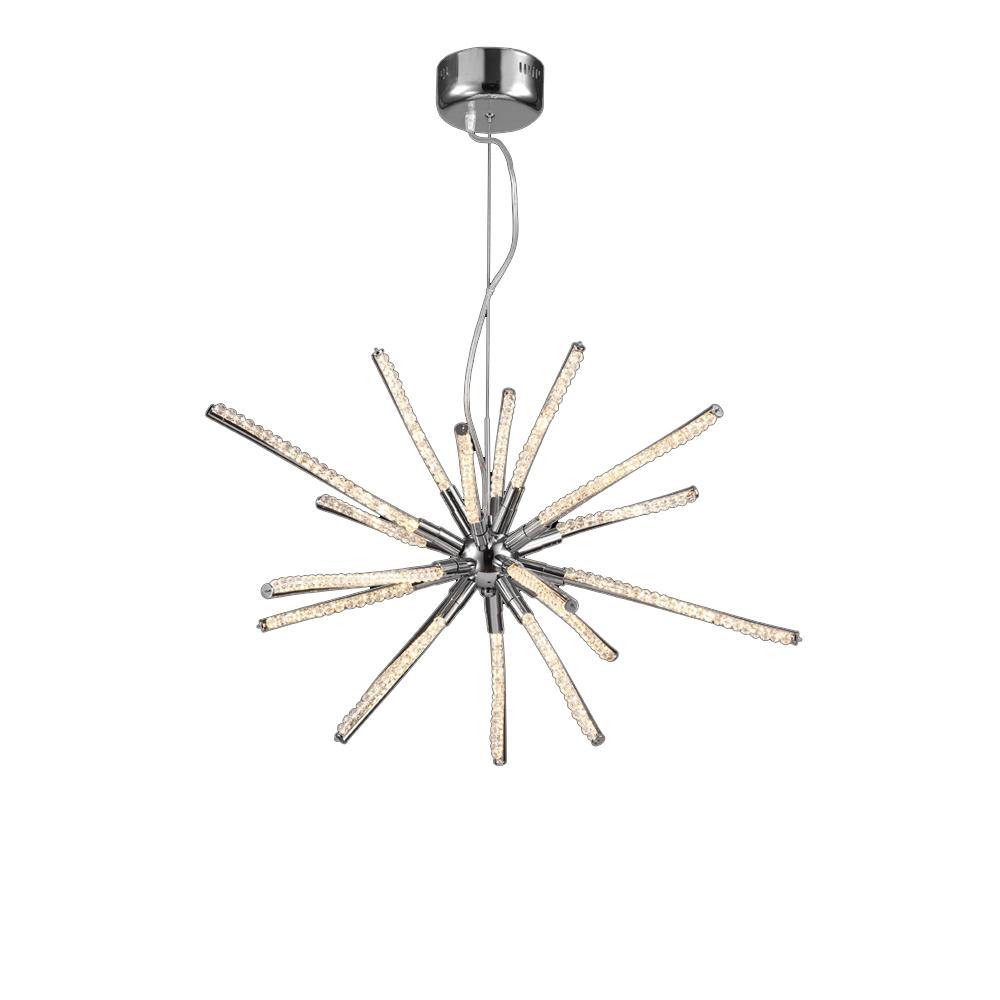 LED Chrome with Crystal Rod Chandelier - LV LIGHTING