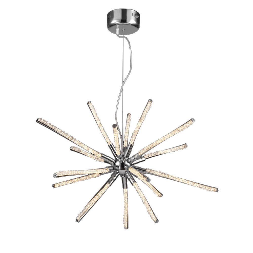 LED Chrome with Crystal Rod Chandelier - LV LIGHTING