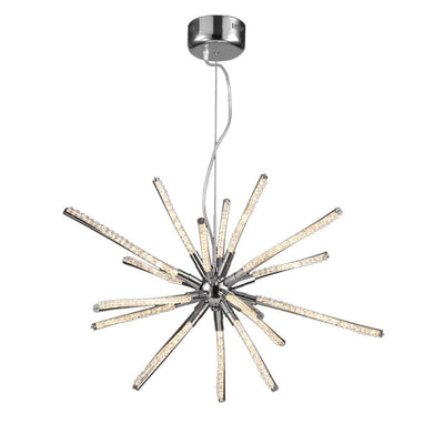 LED Chrome with Crystal Rod Chandelier - LV LIGHTING