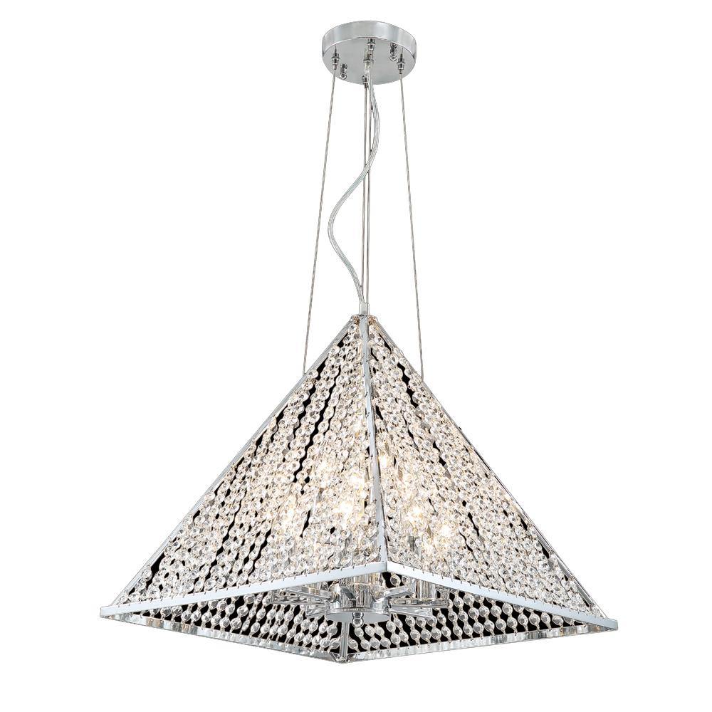 Chrome with Crystal Strand Shade Pyramid Pendant - LV LIGHTING