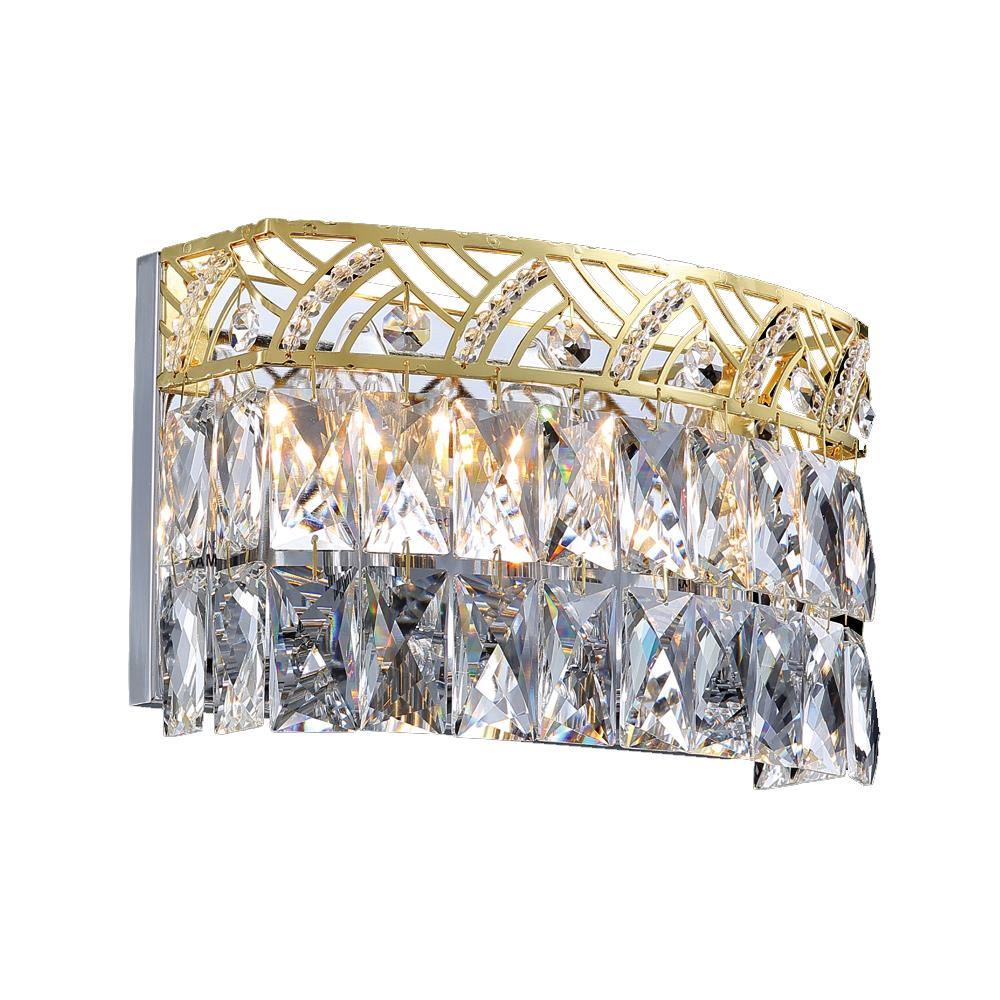 Gold and Chrome with Rectangular Crystal Vanity Light - LV LIGHTING
