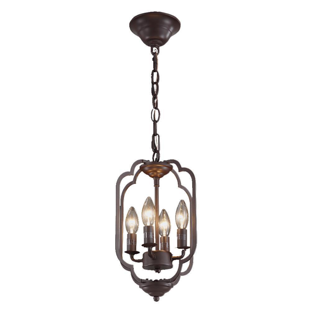 Dark Brown Frame Lantern Style Pendant - LV LIGHTING