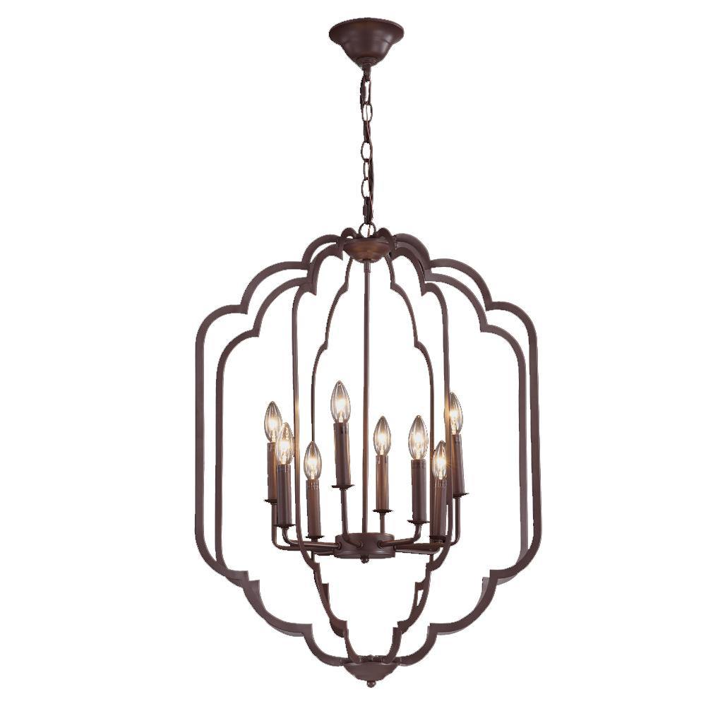 Dark Brown Frame Lantern Style Pendant - LV LIGHTING
