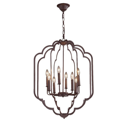 Dark Brown Frame Lantern Style Pendant - LV LIGHTING