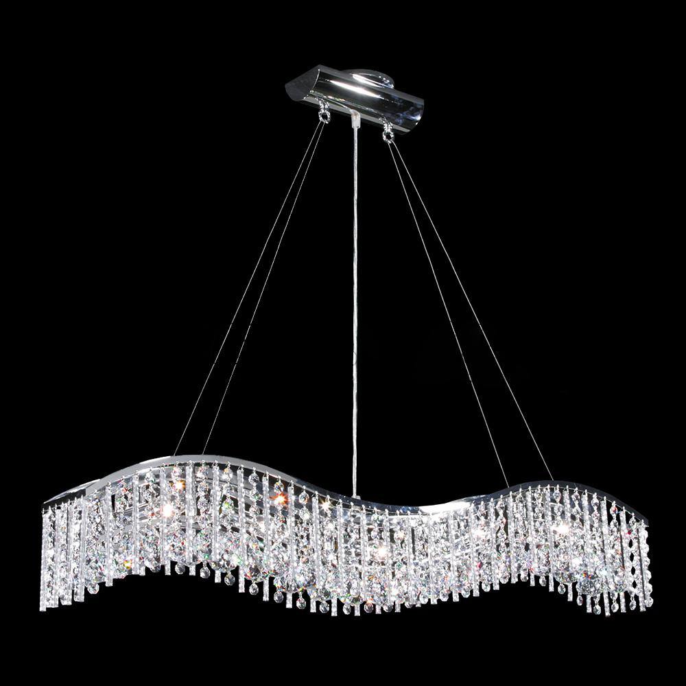 Chrome with Strand Crystal and Rod Linear Pendant - LV LIGHTING