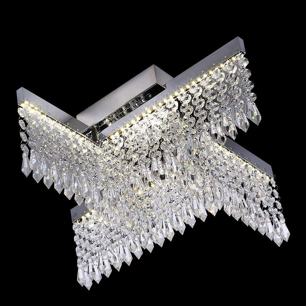 LED Chrome Crystal Strand Flush Mount - LV LIGHTING