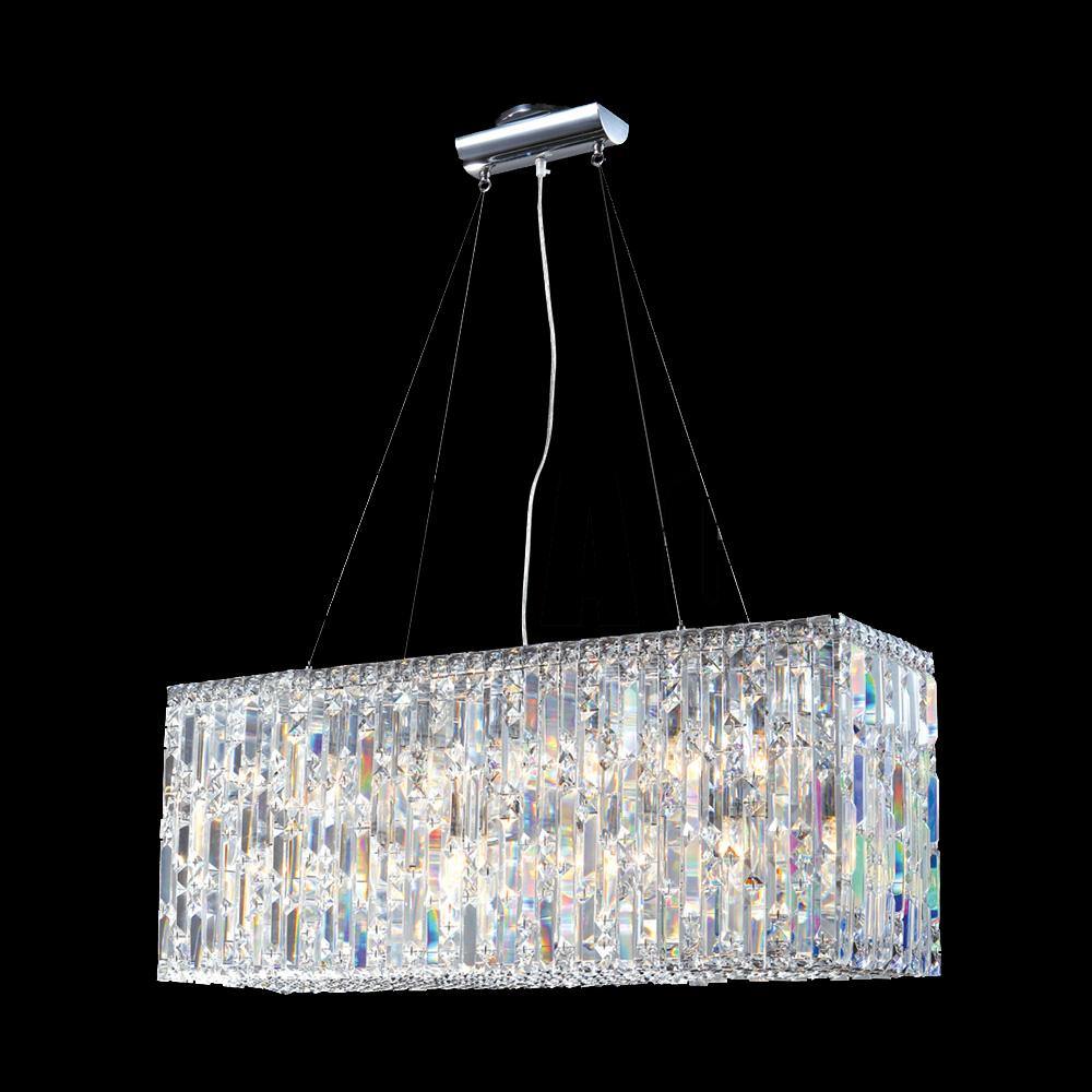 Chrome with Rectangular Crystal Strand Linear Chandelier - LV LIGHTING