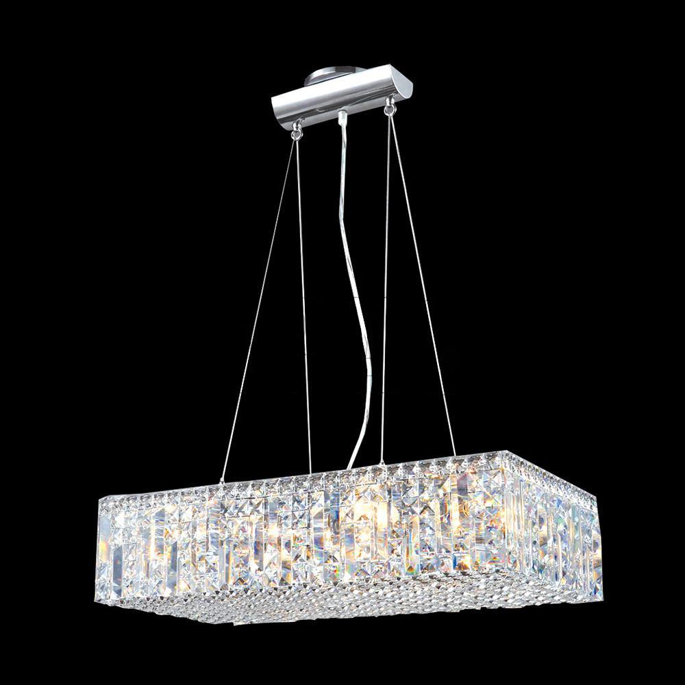 Chrome with Rectangular Crystal and Orb Chandelier - LV LIGHTING