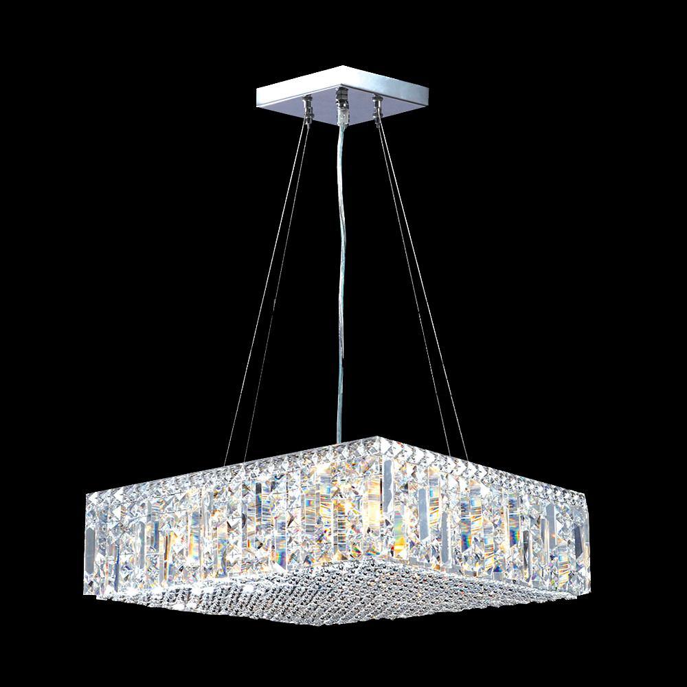 Chrome with Rectangular Crystal Strand and Orb Square Chandelier - LV LIGHTING