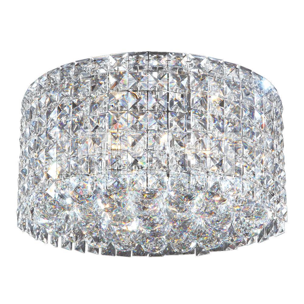 Chrome with Crystal Strand and Orb Round Flush Mount - LV LIGHTING