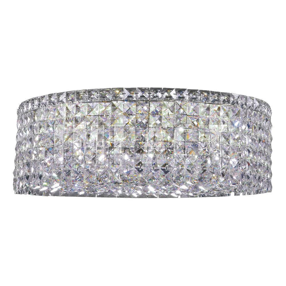 Chrome with Crystal Strand and Orb Round Flush Mount - LV LIGHTING