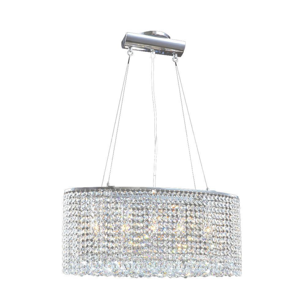 Chrome with Crystal Strand and Orb Oval Chandelier - LV LIGHTING