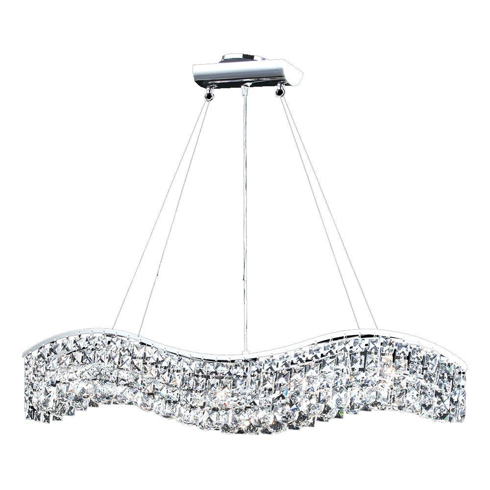 Chrome with Crystal Strand and Orb Wave Linear Chandelier - LV LIGHTING