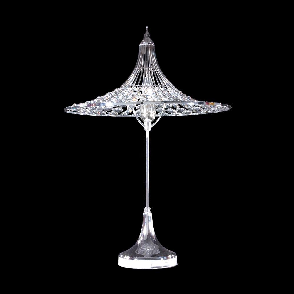 Chrome with Round Crystal Shade Table Lamp - LV LIGHTING