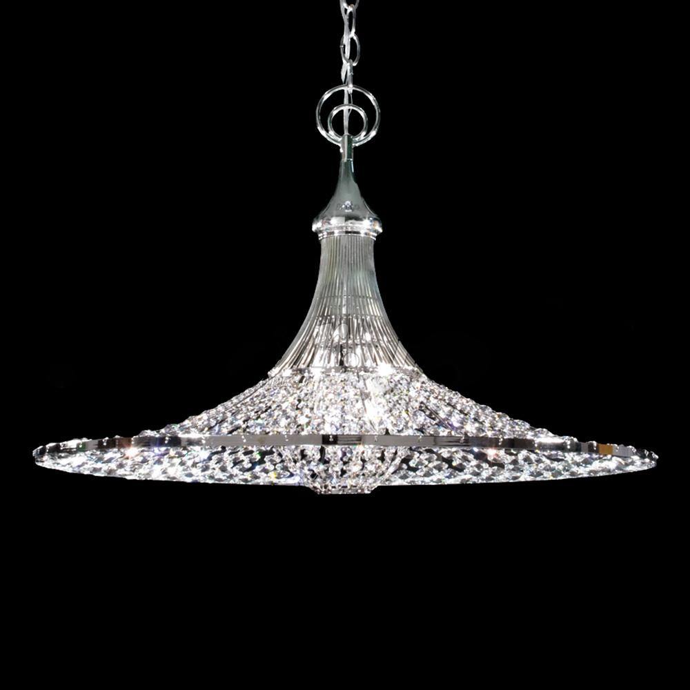 Chrome with Round Crystal Shade Chandelier - LV LIGHTING