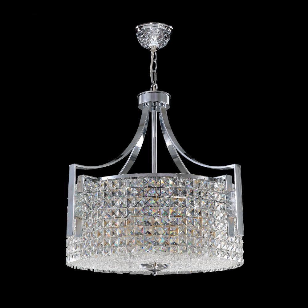 Chrome Frame with Clear Round Crystal Shade Chandelier - LV LIGHTING