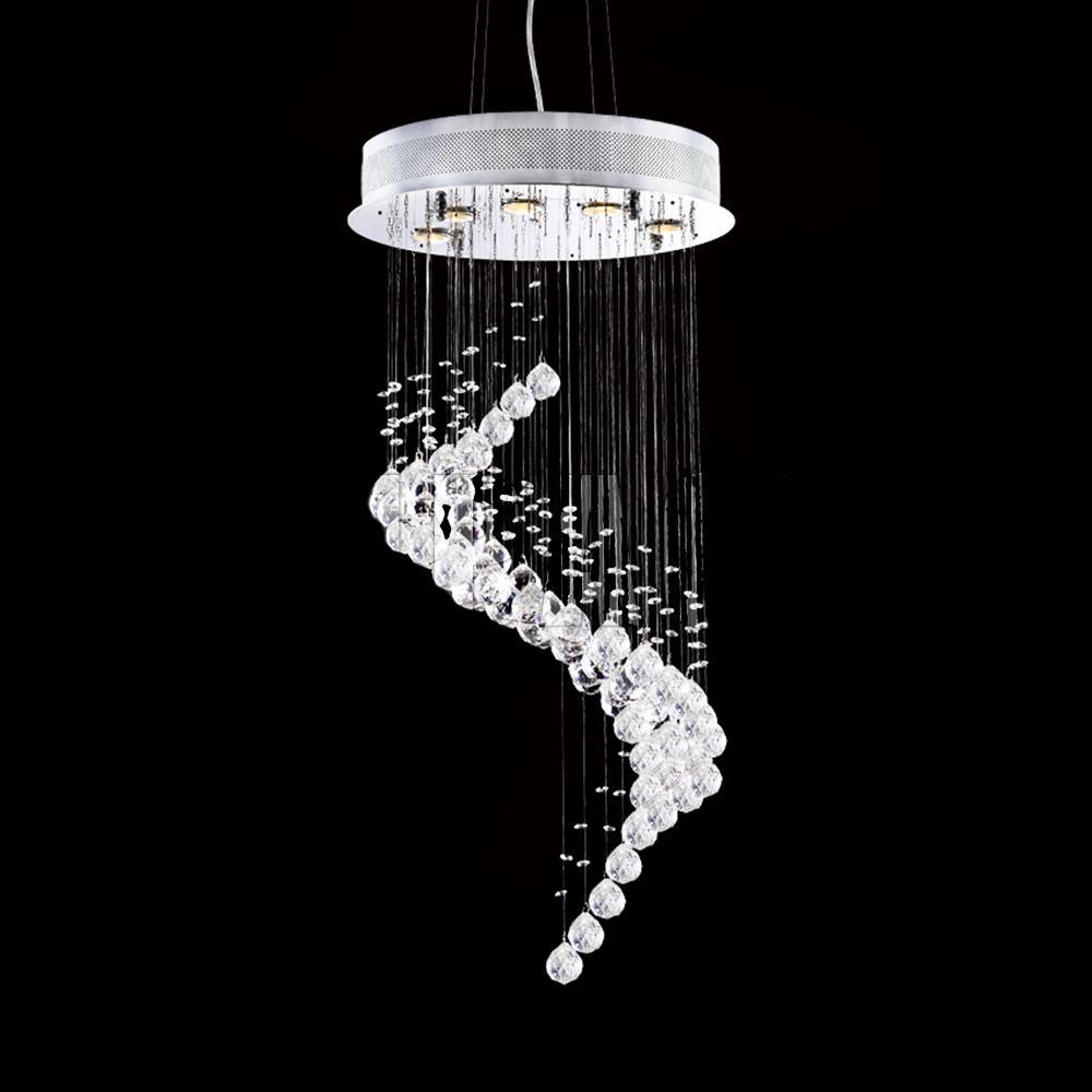 Chrome with Rain Drop Spiral Crystal Chandelier - LV LIGHTING