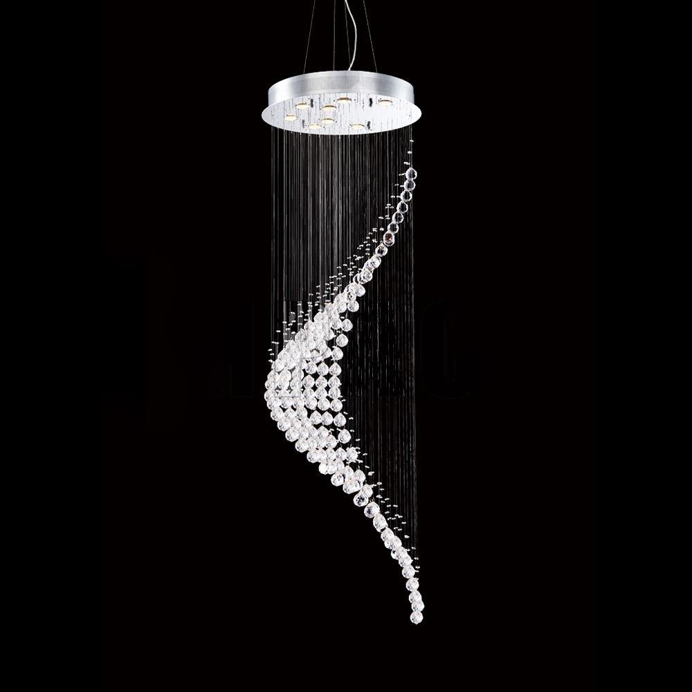 Chrome with Rain Drop Spiral Crystal Chandelier - LV LIGHTING