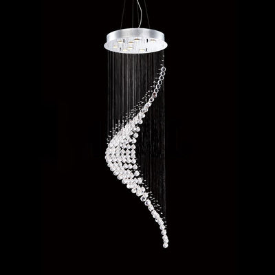 Chrome with Rain Drop Spiral Crystal Chandelier - LV LIGHTING