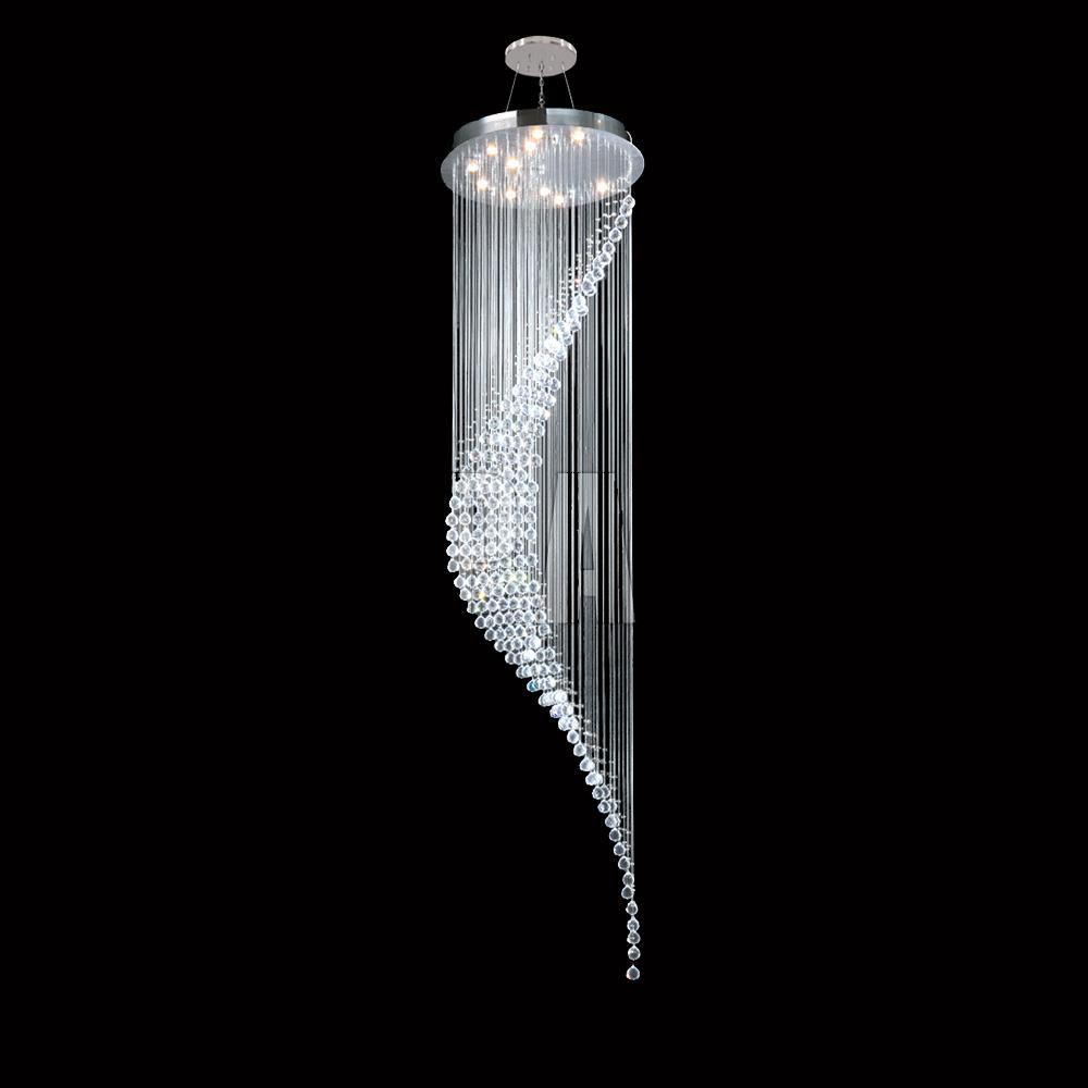 Chrome with Rain Drop Spiral Crystal Chandelier - LV LIGHTING