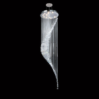Chrome with Rain Drop Spiral Crystal Chandelier - LV LIGHTING