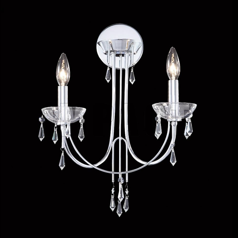 Chrome with Crystal 2 Arms Wall Sconce - LV LIGHTING