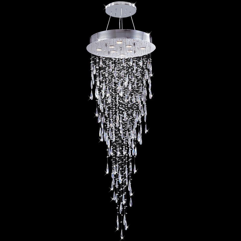 Chrome with Rain Drop Crystal Chandelier - LV LIGHTING