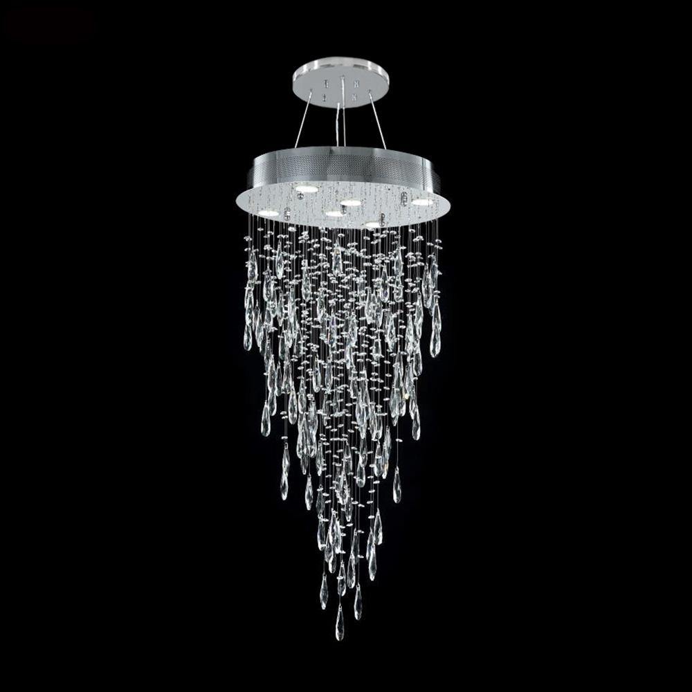 Chrome with Rain Drop Crystal Chandelier - LV LIGHTING