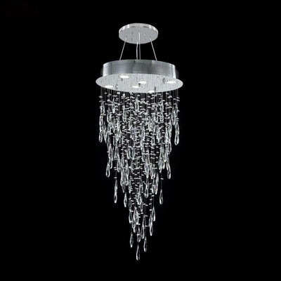 Chrome with Rain Drop Crystal Chandelier - LV LIGHTING