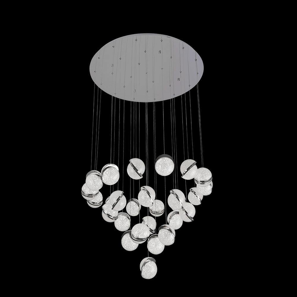 LED Chrome with Multiple Crystal Globe Chandelier - LV LIGHTING