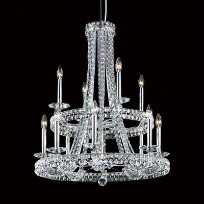 Chrome with Crystal Rings Up Chandelier - LV LIGHTING