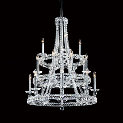 Chrome with Crystal Rings Up Chandelier - LV LIGHTING