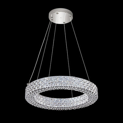 LED Chrome with Acrylic Crystal Ring Pendant / Chandelier - LV LIGHTING