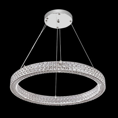 LED Chrome with Acrylic Crystal Ring Pendant / Chandelier - LV LIGHTING