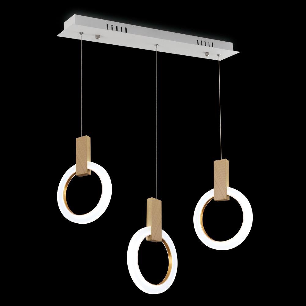 LED White Acrylic with Wood Linear Pendant - LV LIGHTING