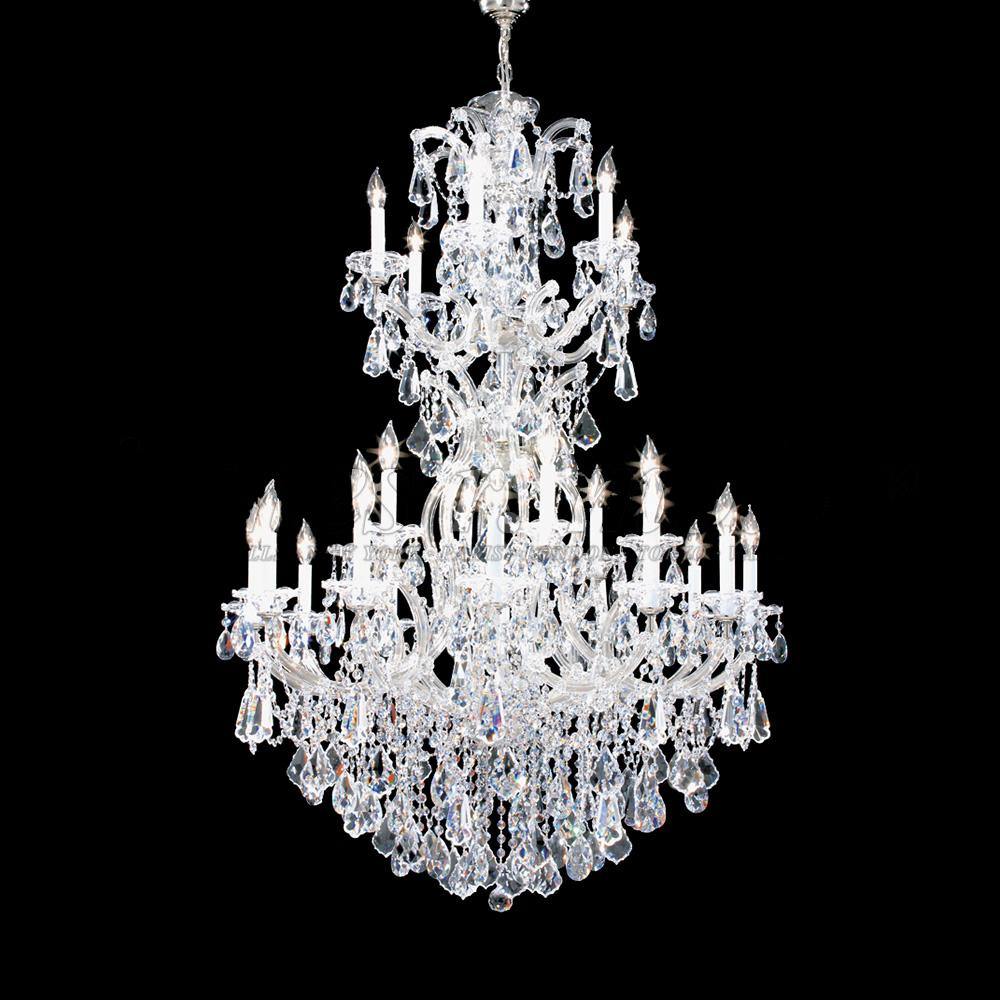 Chrome with Crystal White Candle Up 2 Tier Chandelier - LV LIGHTING